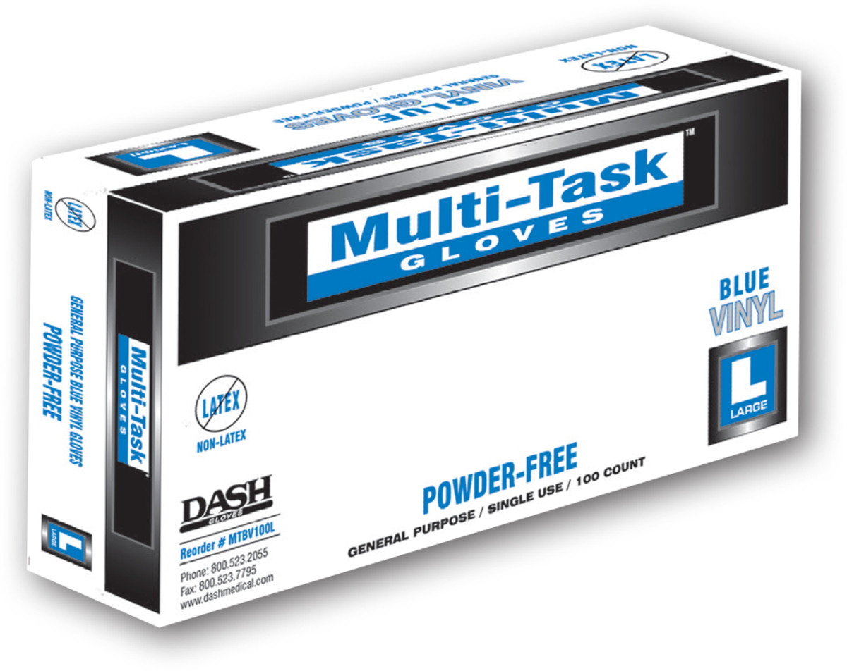 MultiTask Blue Vinyl Gloves (Case of 10 boxes) (31634)